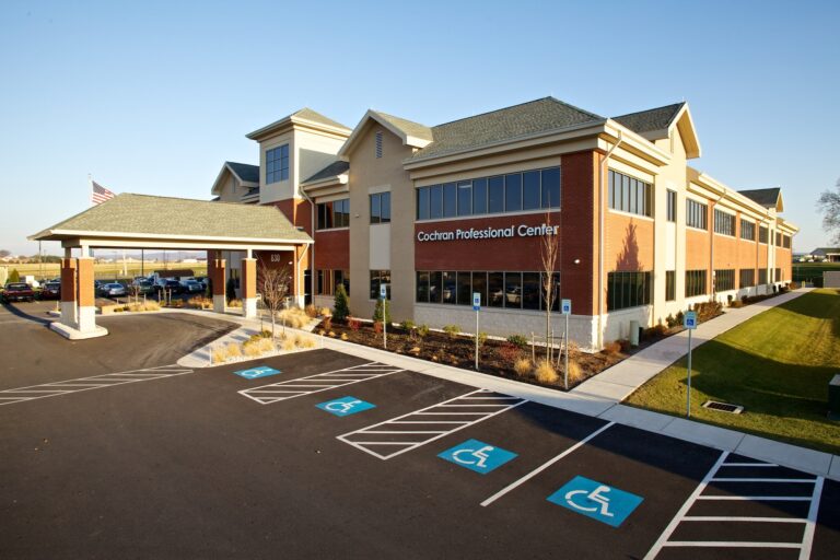 Large two-story building labeled