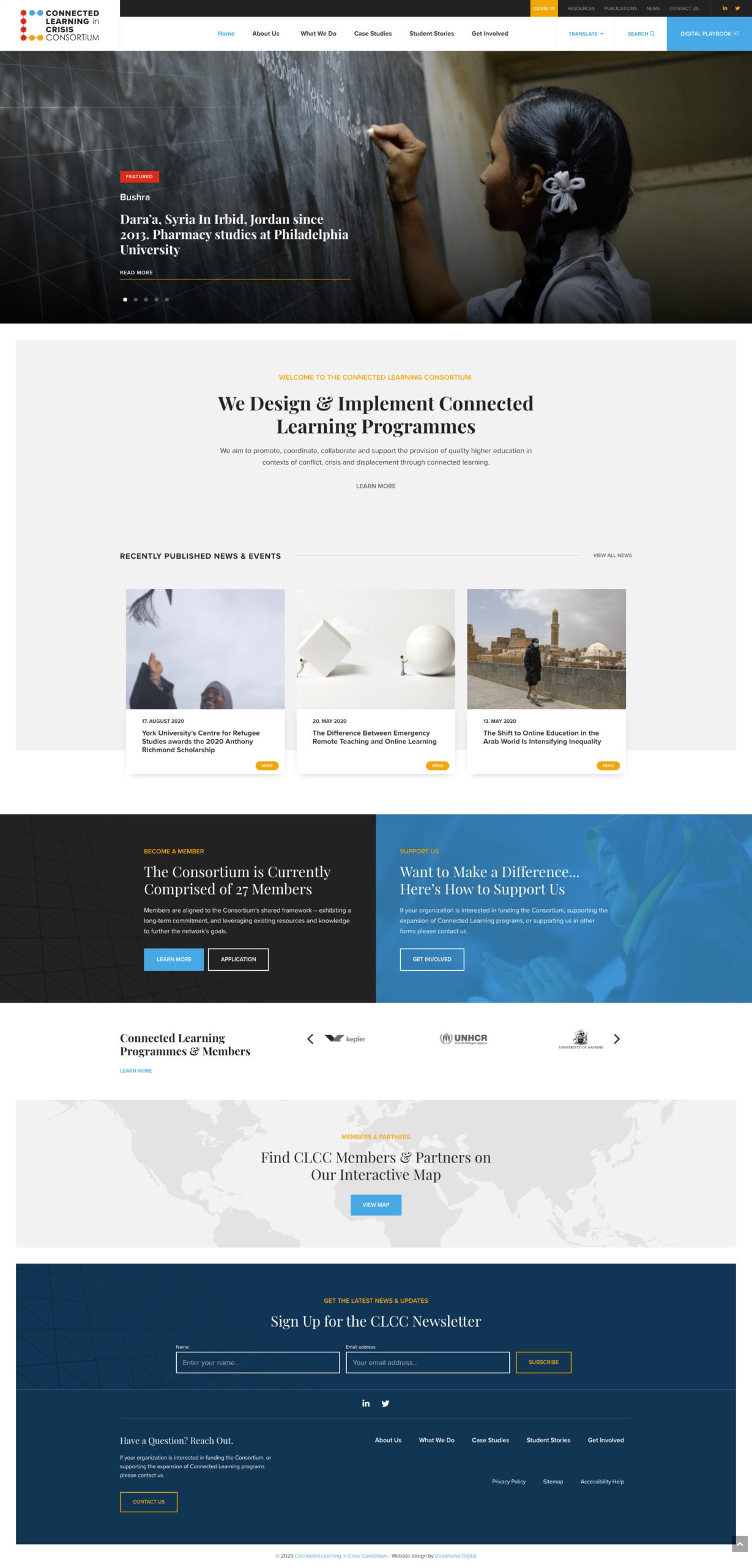 Screenshot of a website homepage for