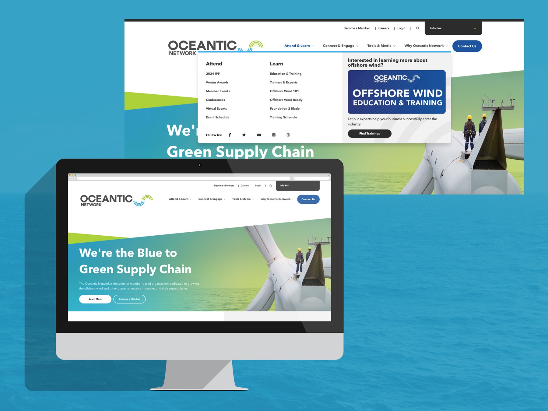 The Oceantic website imposed on the screen of an iMac