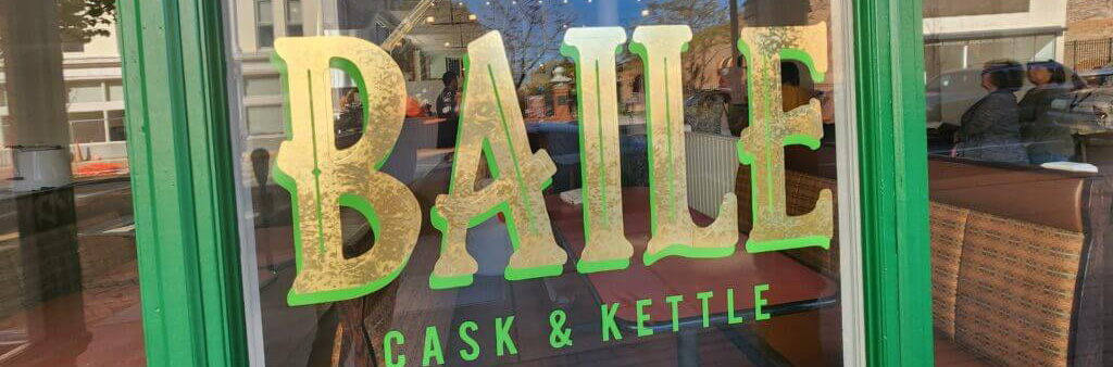 Storefront window with the words