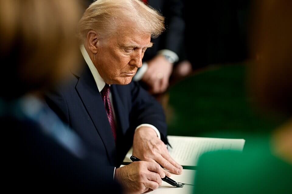 President Donald J. Trump signs executive orders.